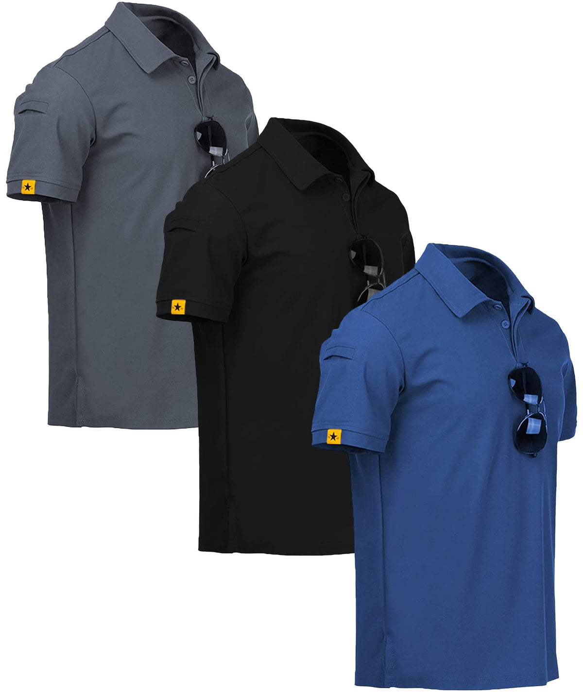V VALANCH 3/4 Pack Polo Shirts for Men Short Sleeve Golf Tennis Work