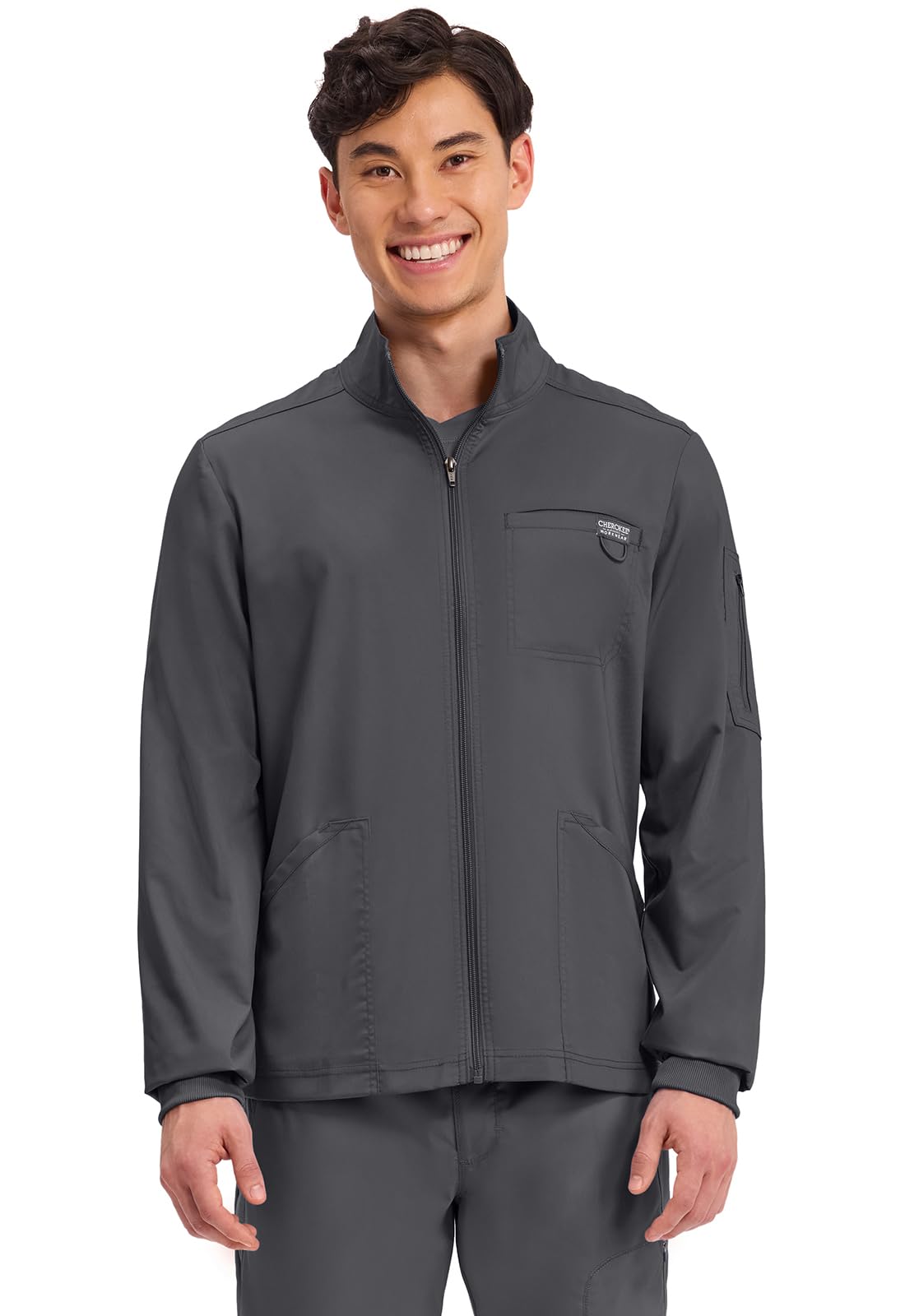 Cherokee WW Revolution Scrubs Jacket for Men Zip Front 5 Pockets
