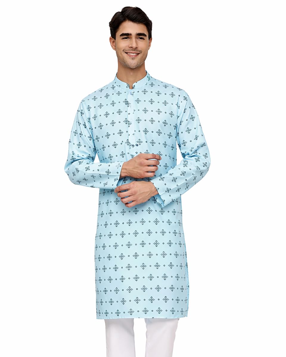 Maple Clothing Printed Cotton Men's Kurta Pajama Set Traditional Indian Ethnic Wear Bollywood Festive Outfit