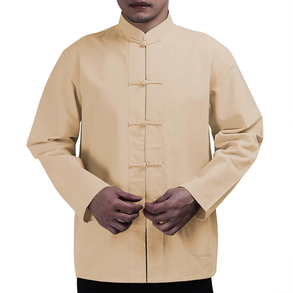 Men's Shirt Tang Suit Shirt Long Sleeve Traditional Kung Fu Uniform Chinese Frog Buttons Lightweight Jacket Summer