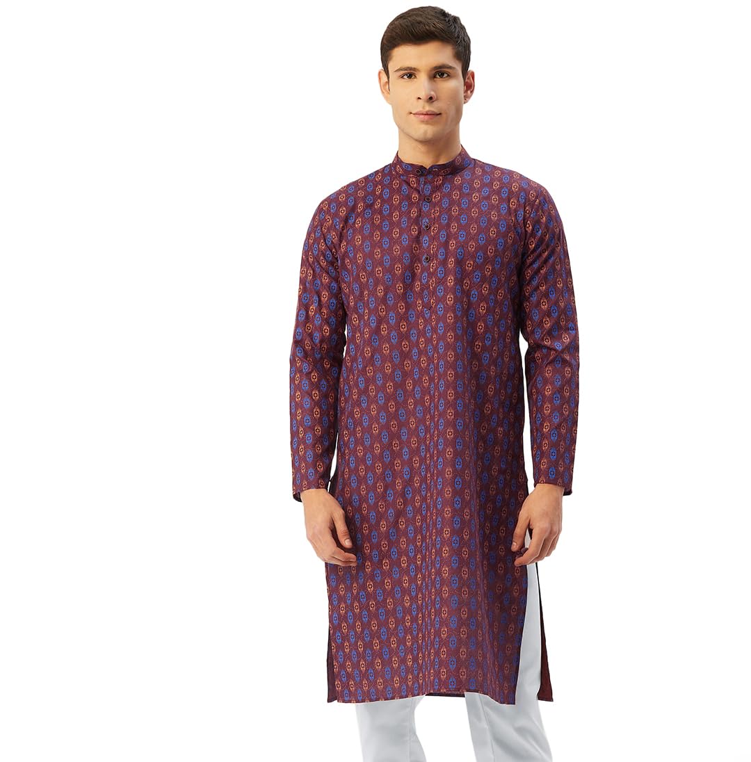 Maple Clothing Kurta Pajama Printed Cotton Indian Apparel for Men Bollywood Outfit