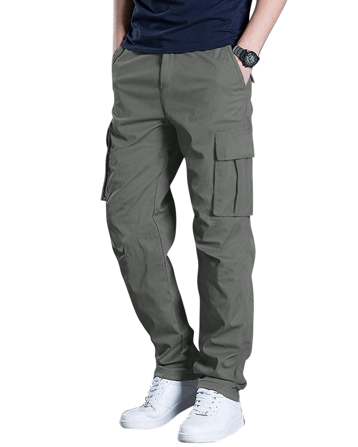 Men's Cargo Pants Stretch Sweatpants Elastic Drawstring Casual Pants