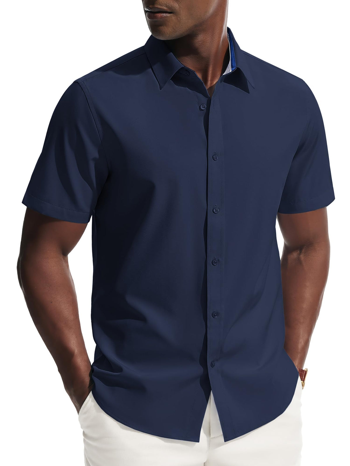 PJ PAUL JONES Mens Short Sleeve Dress Shirts Wrinkle Free Button Down Shirt