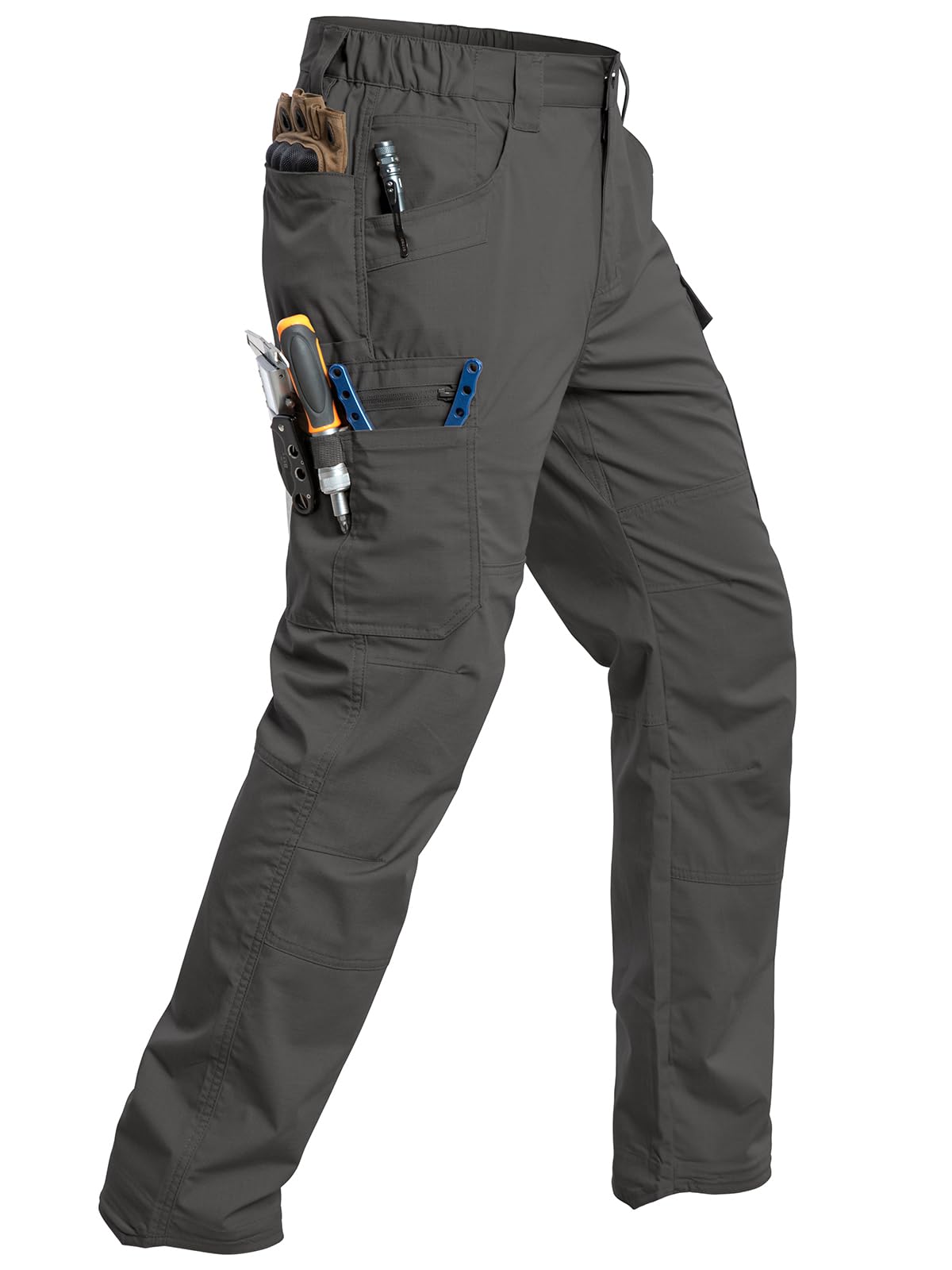 CARWORNIC Men's Stretch Ripstop Work Pants Water Resistant Flex Cargo Pants Lightweight EDC Operator Tactical Utility Pants