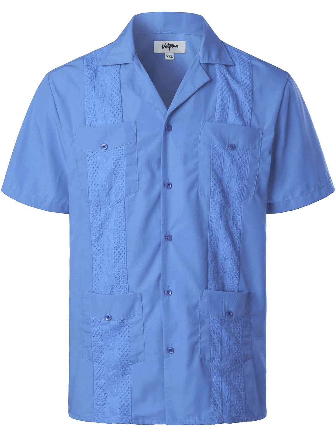 VATPAVE Mens Short Sleeve Button Down Cuban Guayabera Shirts