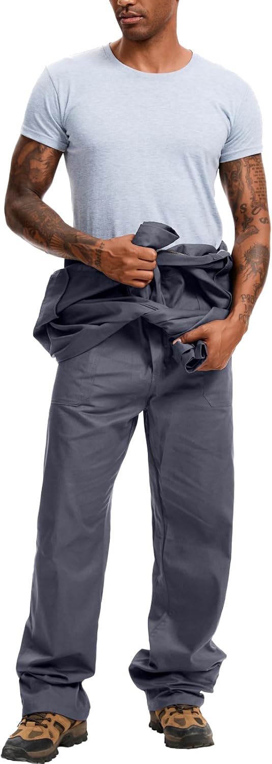 WORK IDEA Men's Coveralls Long Sleeve Workwear Jumpsuit Multi Pockets