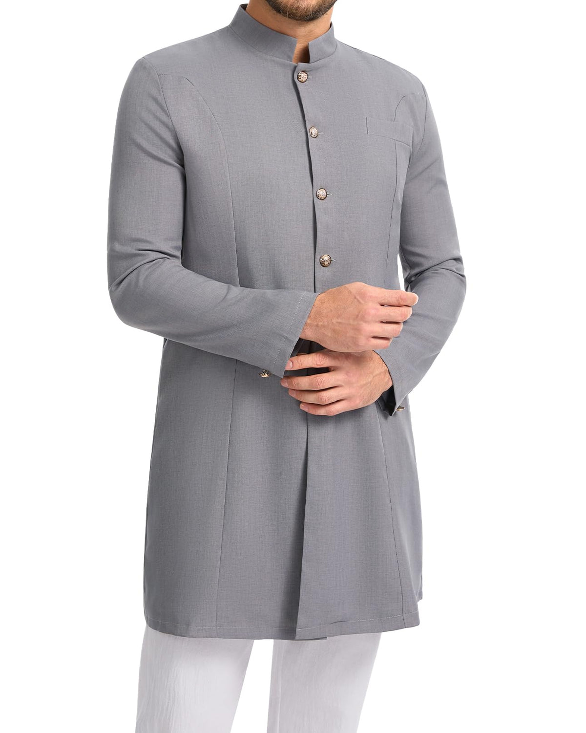 YAOHUOLE Mens Kurta Coats Indian Ethnic Royal Suits Jubba Thobe for Men