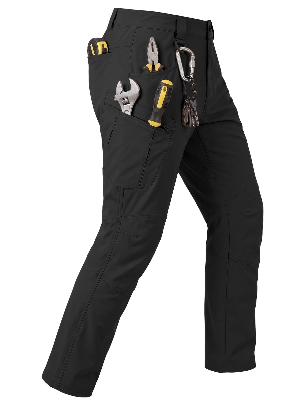 Men's Stretch Tactical Pants Lightweight Hiking Cargo Pants Water Resistant Multi Pocket Casual Outdoor Work Pants (No Belt)