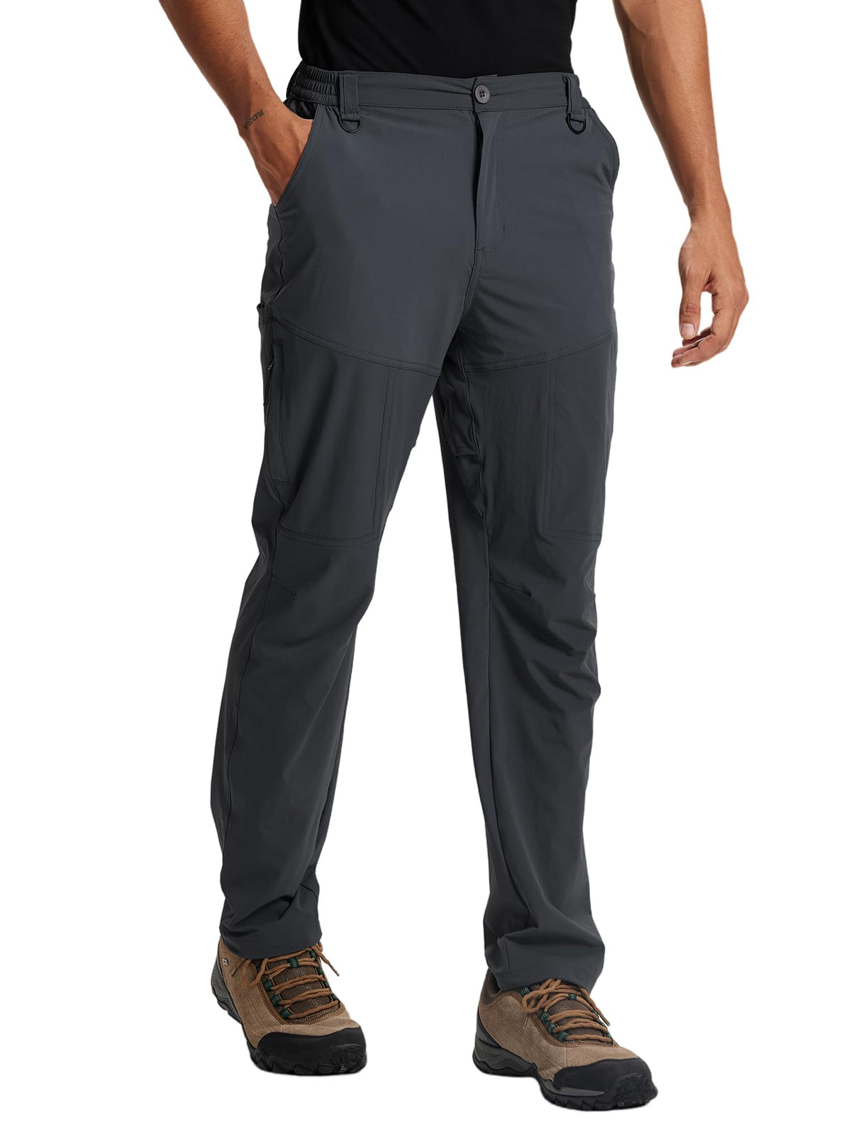 Mens Hiking Cargo Work Nylon Pants - Water & Wear Resistant Breathable Lightweight Stretch Quick Dry - EDC with 6 Pocket