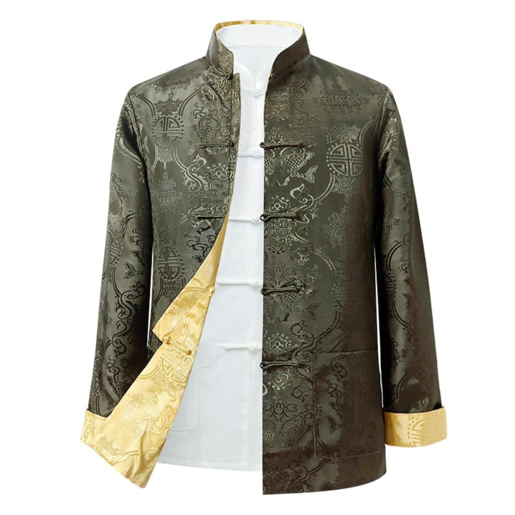 Tang Suit Men Can be Worn on Both Sides,Hanfu Chinese Traditional Clothes Long Sleeve Top