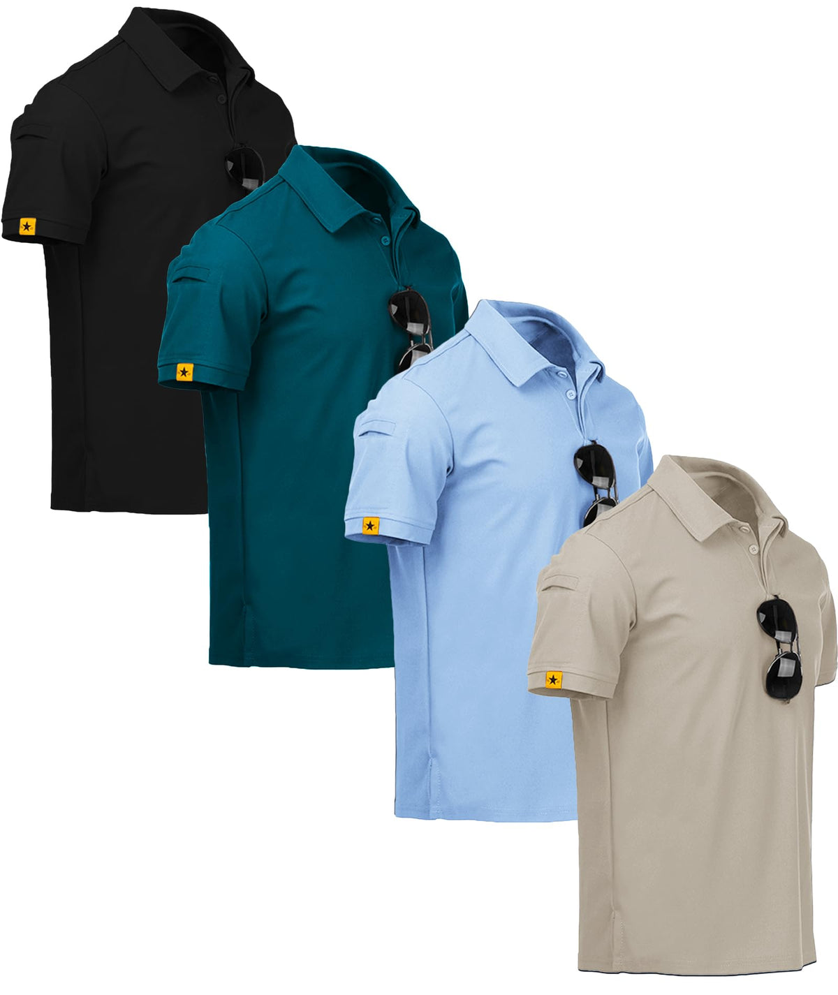 V VALANCH 3/4 Pack Polo Shirts for Men Short Sleeve Golf Tennis Work