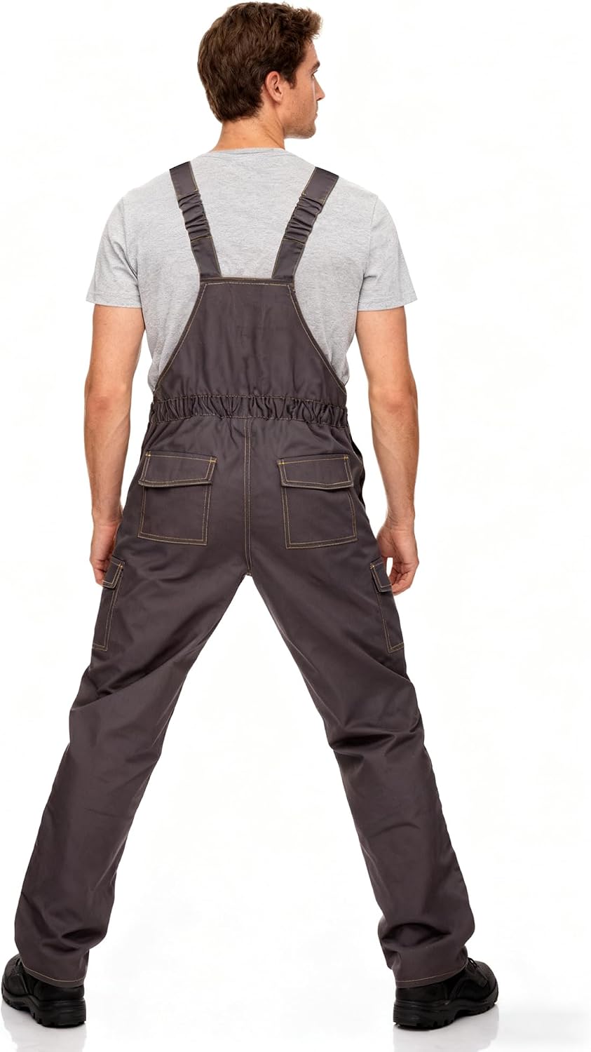 Men's Bib Overalls Sturdy Canvas Work Overalls with Knee Pad Pockets