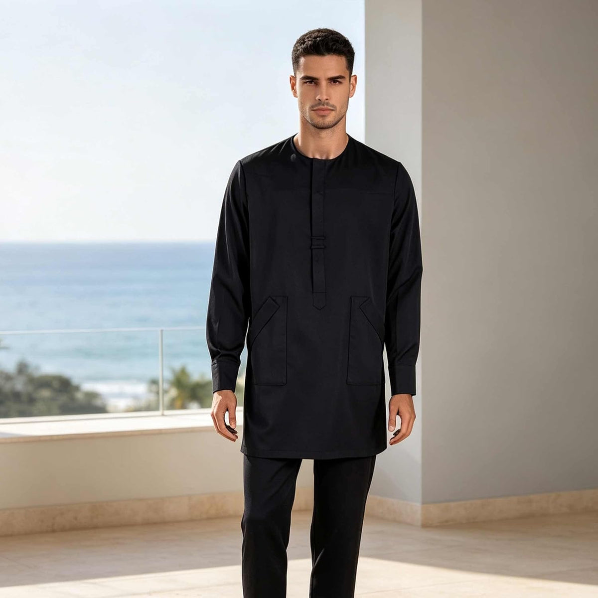 African Men Traditional Clothing Set Full Sleeve Dashiki Long Shirts and Pants 2 Piece Set African Suits