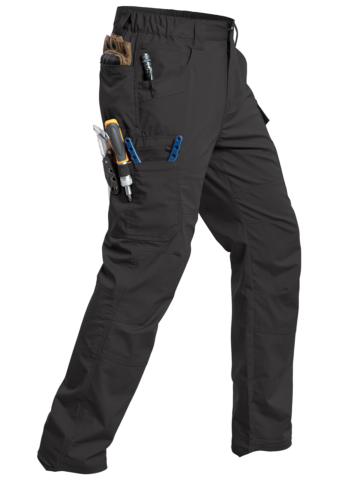 CARWORNIC Men's Stretch Ripstop Work Pants Water Resistant Flex Cargo Pants Lightweight EDC Operator Tactical Utility Pants