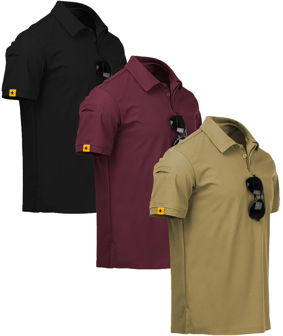 V VALANCH 3/4 Pack Polo Shirts for Men Short Sleeve Golf Tennis Work