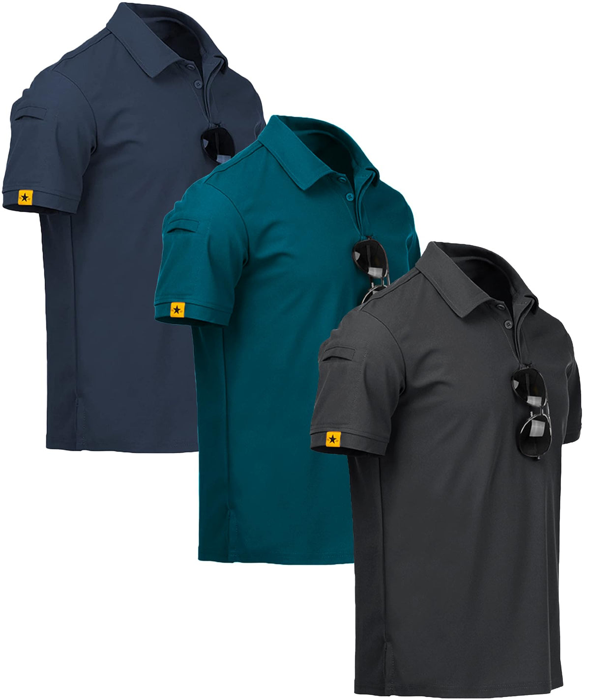 V VALANCH 3/4 Pack Polo Shirts for Men Short Sleeve Golf Tennis Work