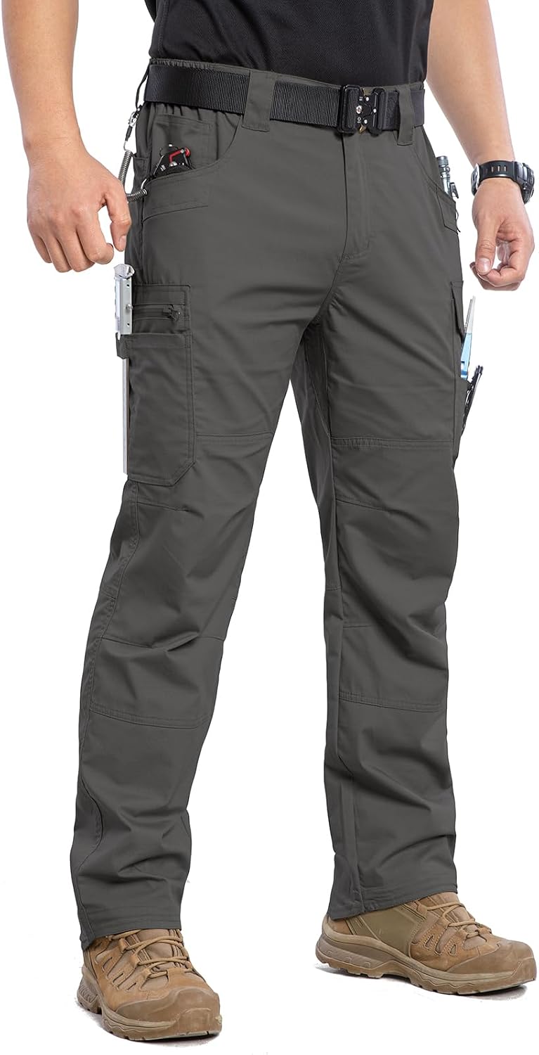 CARWORNIC Men's Stretch Ripstop Work Pants Water Resistant Flex Cargo Pants Lightweight EDC Operator Tactical Utility Pants