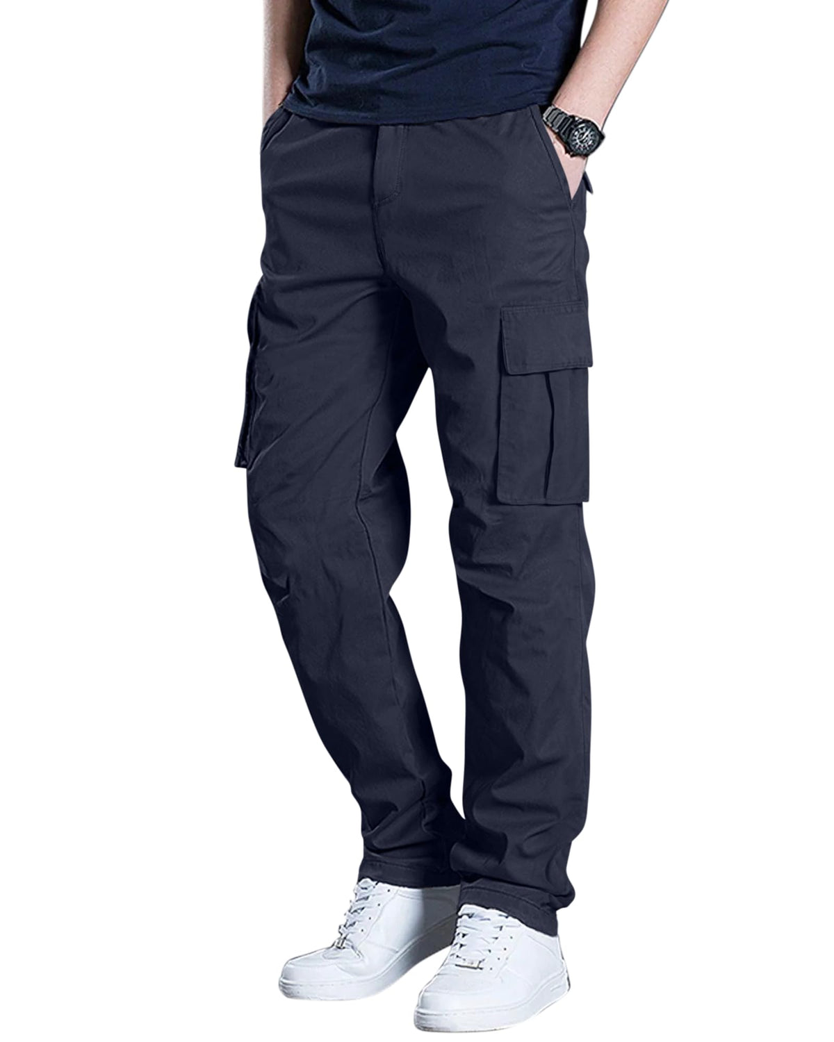 Men's Cargo Pants Stretch Sweatpants Elastic Drawstring Casual Pants
