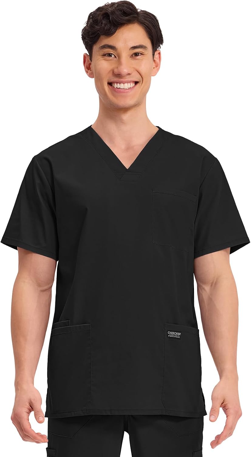 Cherokee WW Professionals Men's V-Neck Scrub Top 4 Pockets Medical Shirt