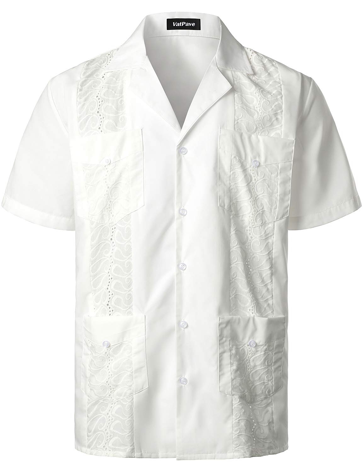 VATPAVE Mens Short Sleeve Button Down Cuban Guayabera Shirts