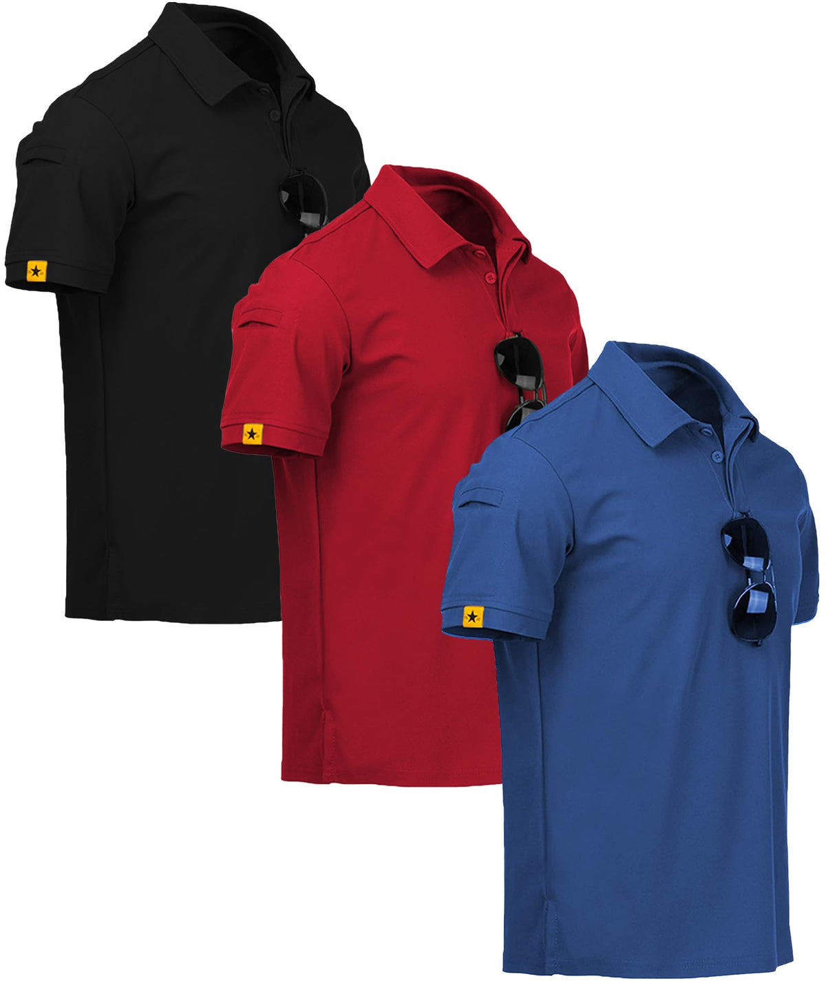 V VALANCH 3/4 Pack Polo Shirts for Men Short Sleeve Golf Tennis Work