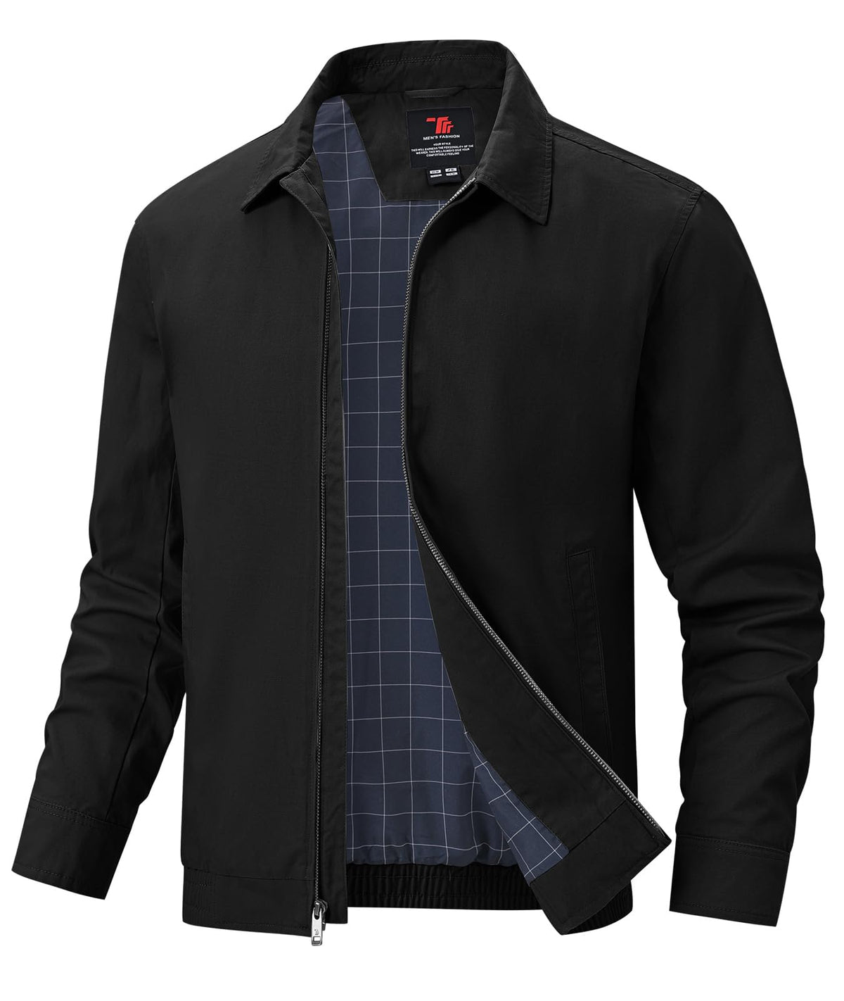 TBMPOY Men's Casual Cotton Jacket Lightweight Full Zip Canvas Lapel Jackets Business Work Windbreaker with 3 Pockets