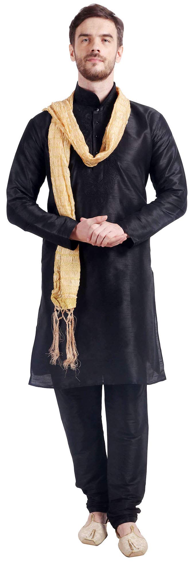 Maple Clothing Men's Art Silk Indian Kurta Set Wedding Wear Clothing