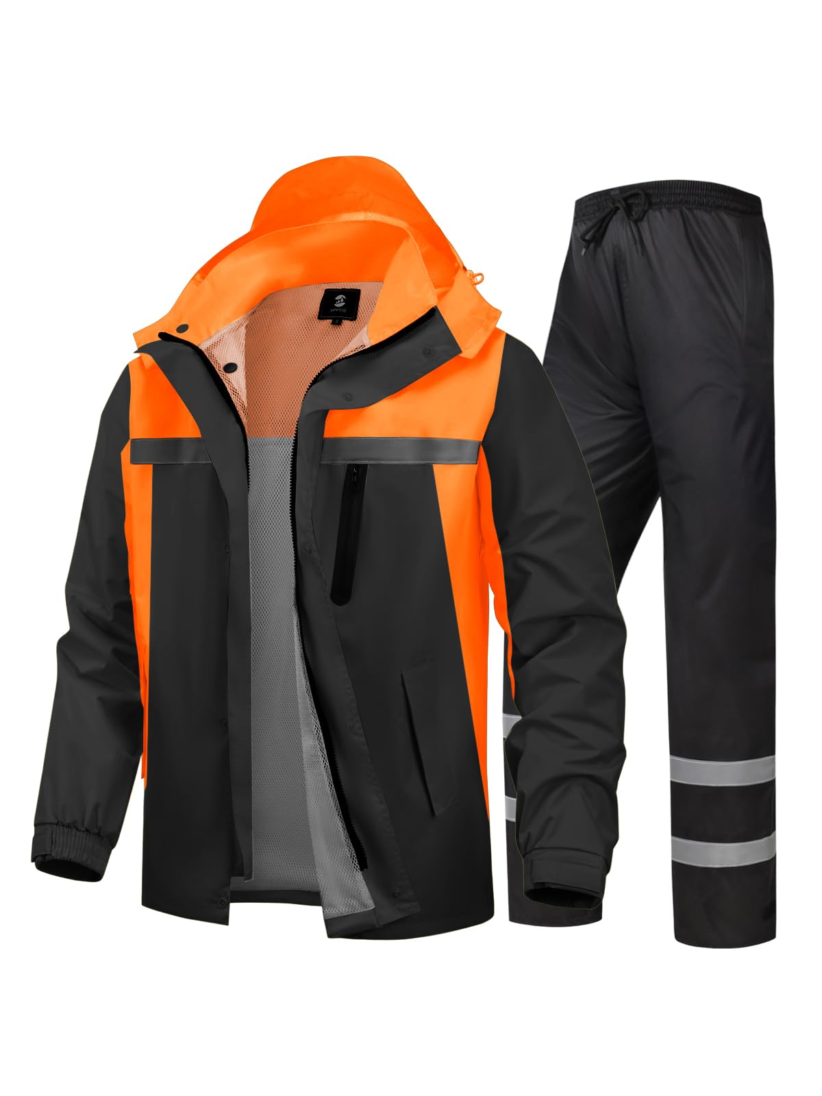 Men's Rain Suit High Visibility Reflective Work Rain Jacket Pants for All Sport Farm Fishing Motorcycle