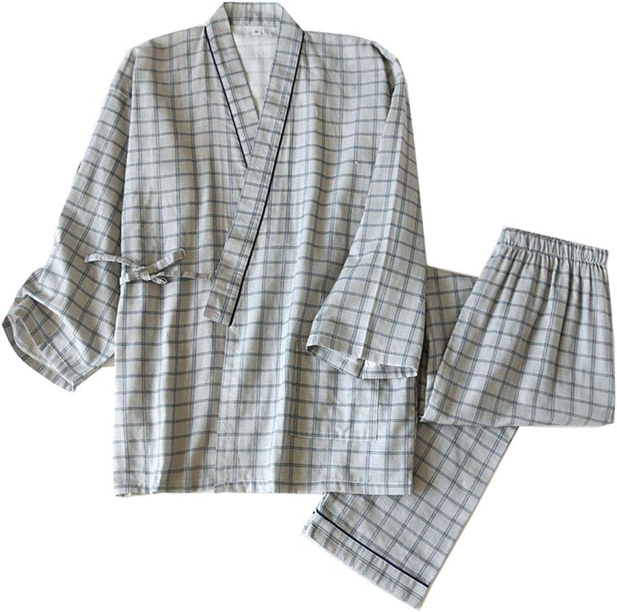 Men's Japanese Kimono Cotton Pajamas Suit