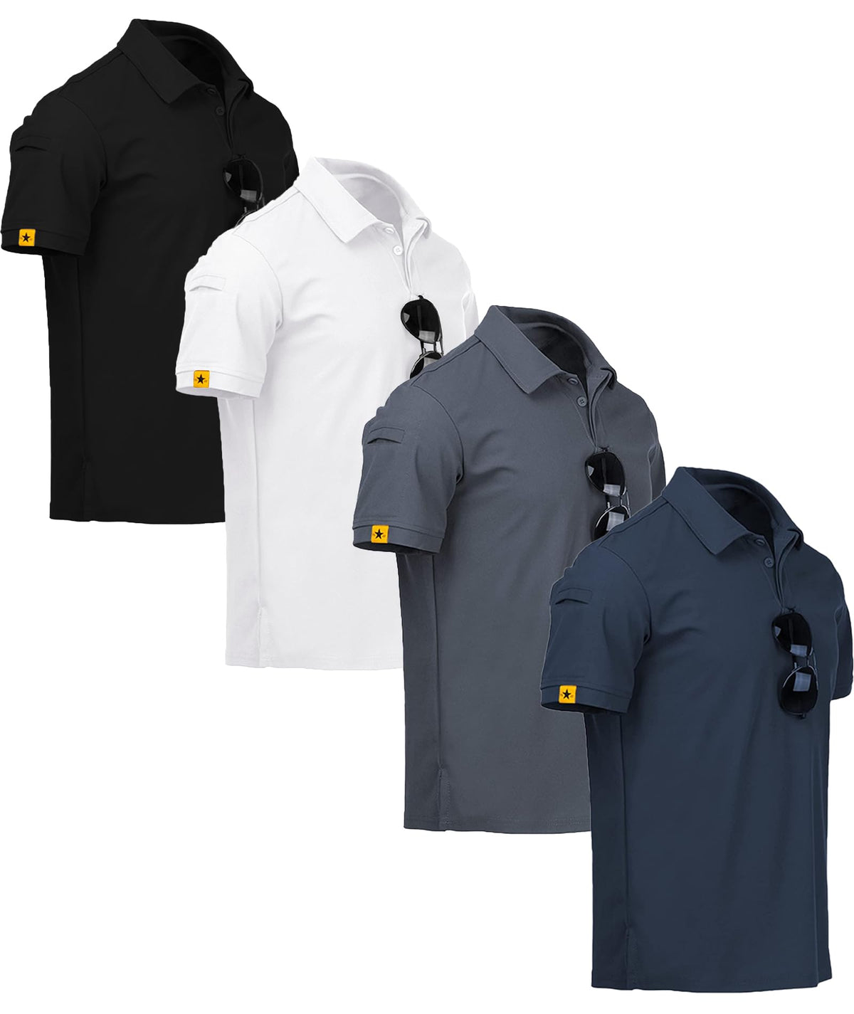 V VALANCH 3/4 Pack Polo Shirts for Men Short Sleeve Golf Tennis Work