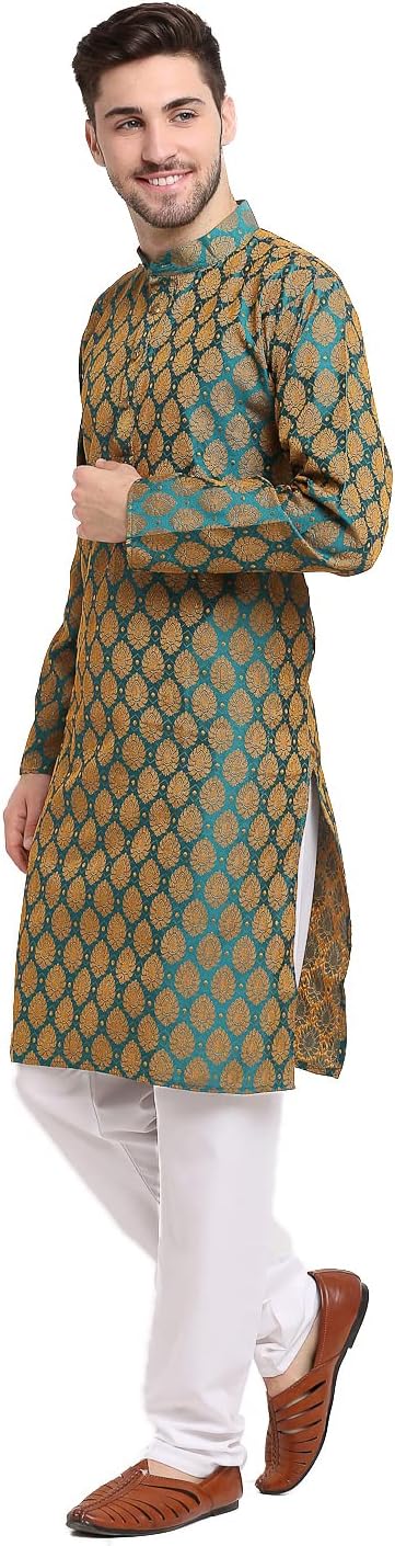 Maple Clothing Poly Silk Kurta Pajama for Men Indian Wedding Party Outfit Guest Wear