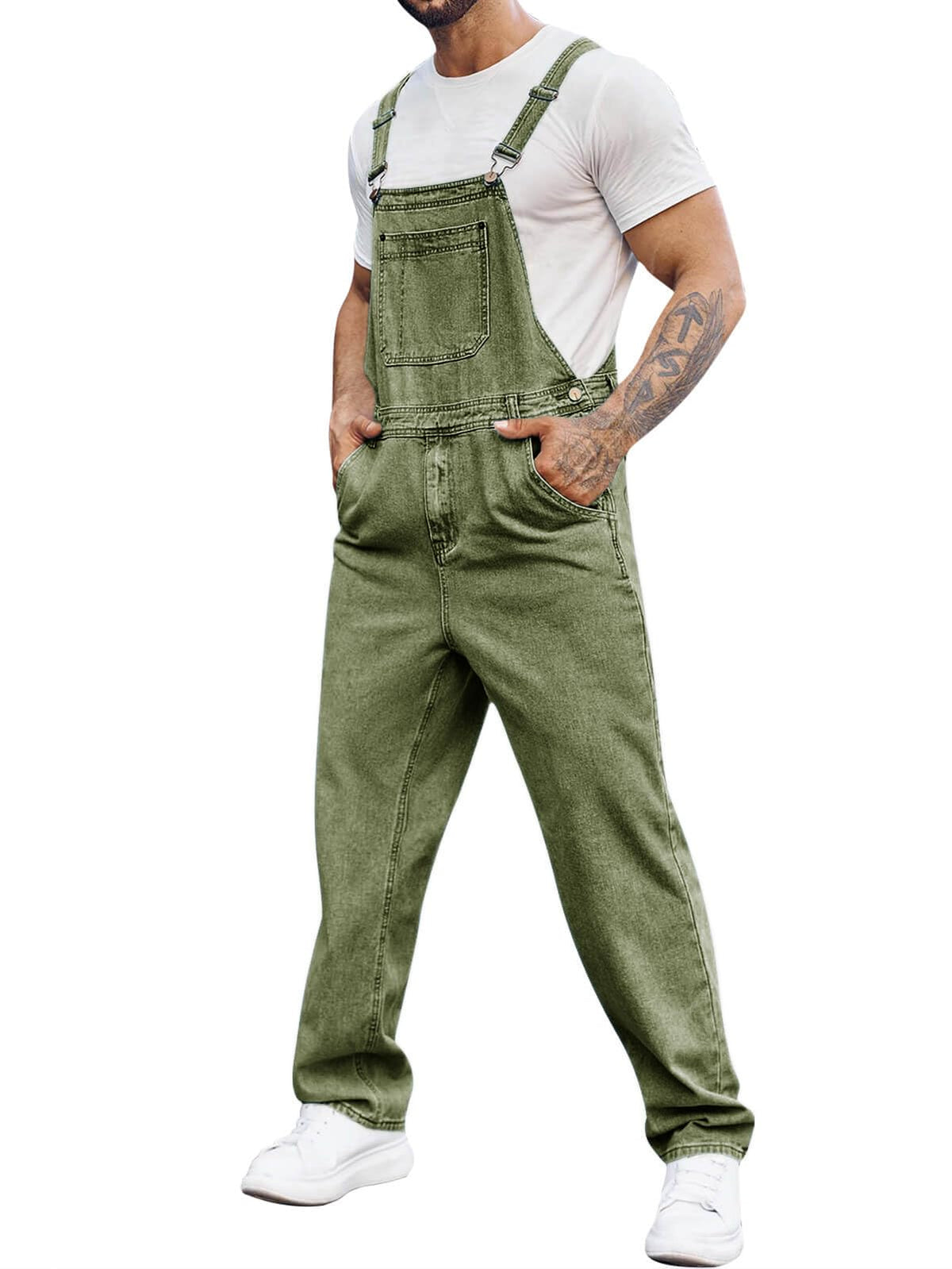 Runcati Men's Denim Bib Overall Jean Romper