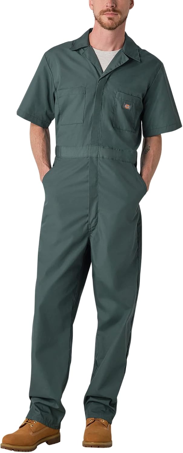Dickies Men's Short Sleeve Coverall – Zipper Front Work Jumpsuit for Mechanics, Industrial Overall Uniform