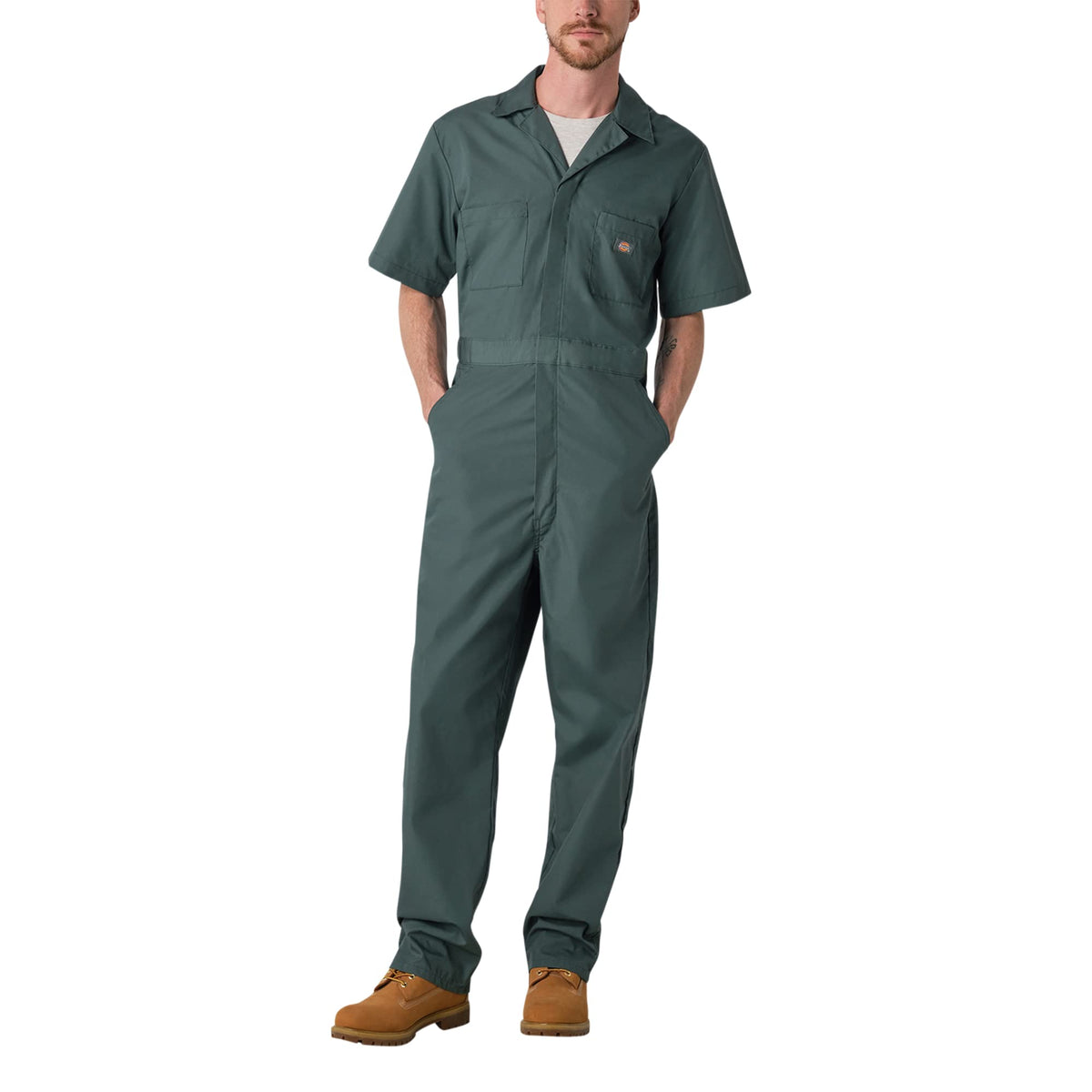 Dickies Men's Short Sleeve Coverall – Zipper Front Work Jumpsuit for Mechanics, Industrial Overall Uniform