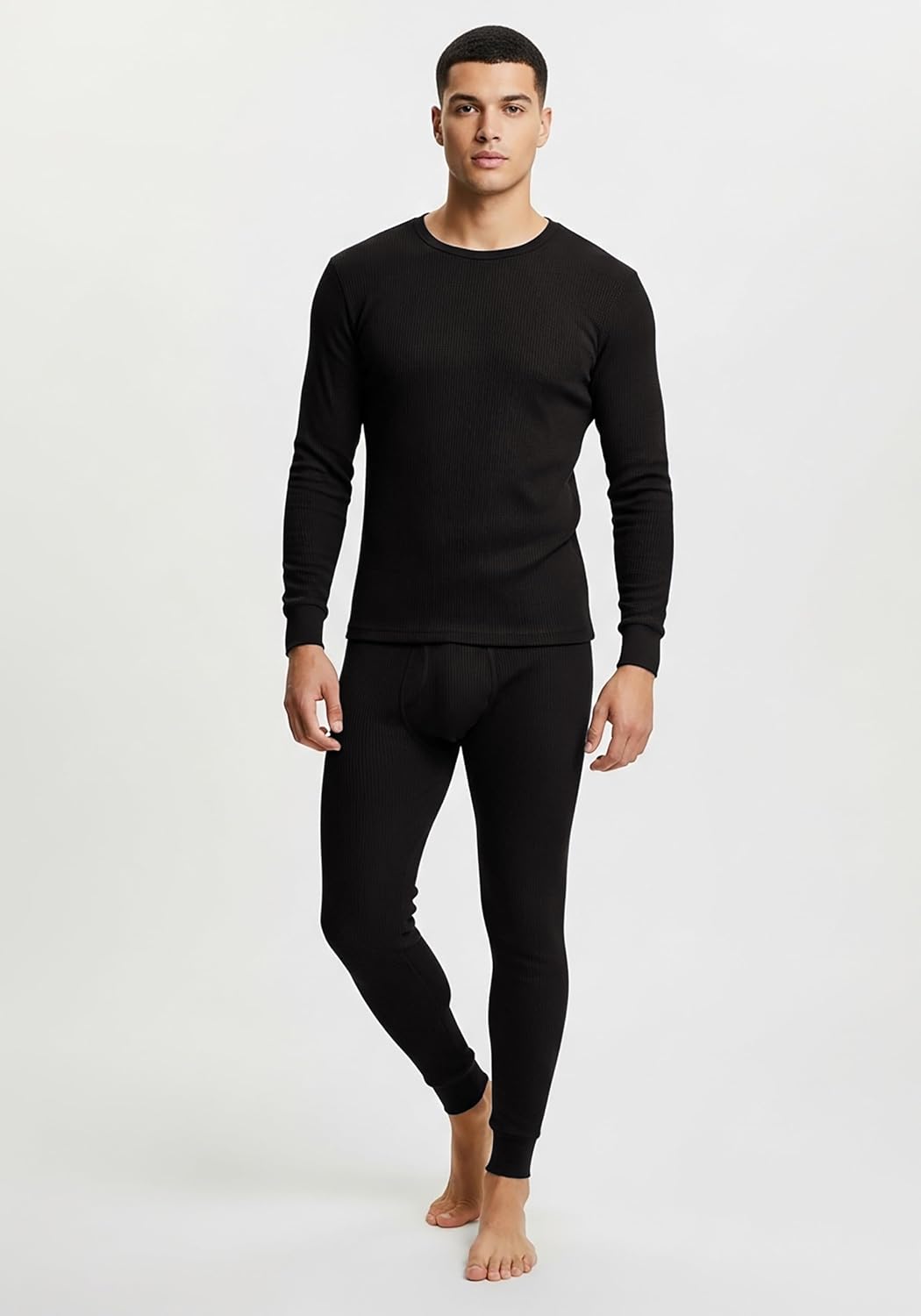 Andrew Scott Men's Traditional Waffle Thermal Top & Bottom Set | Cotton Blend Base Layer Shirt -Long John Underwear
