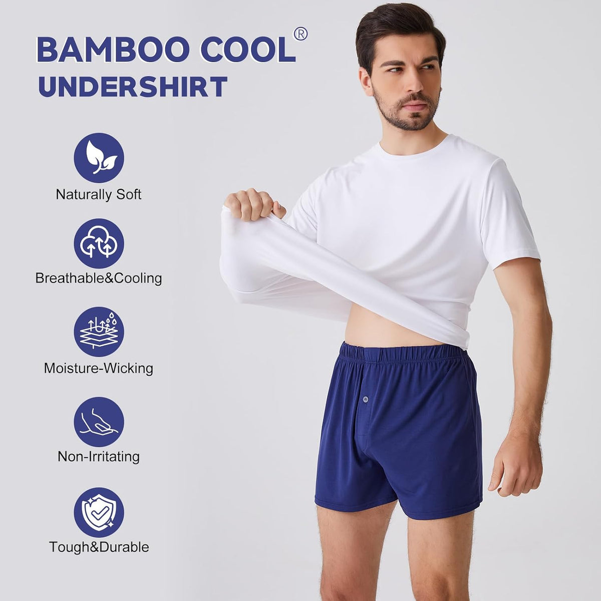 BAMBOO COOL Mens Undershirts Pack, Soft T Shirts for Men, Moisture Wicking