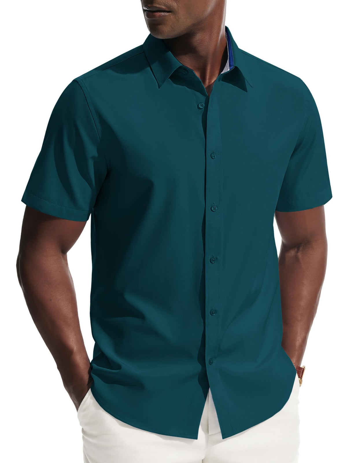 PJ PAUL JONES Mens Short Sleeve Dress Shirts Wrinkle Free Button Down Shirt