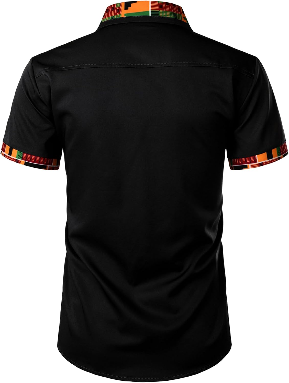 LucMatton Men's African Short Sleeve Button Down Dress Shirt