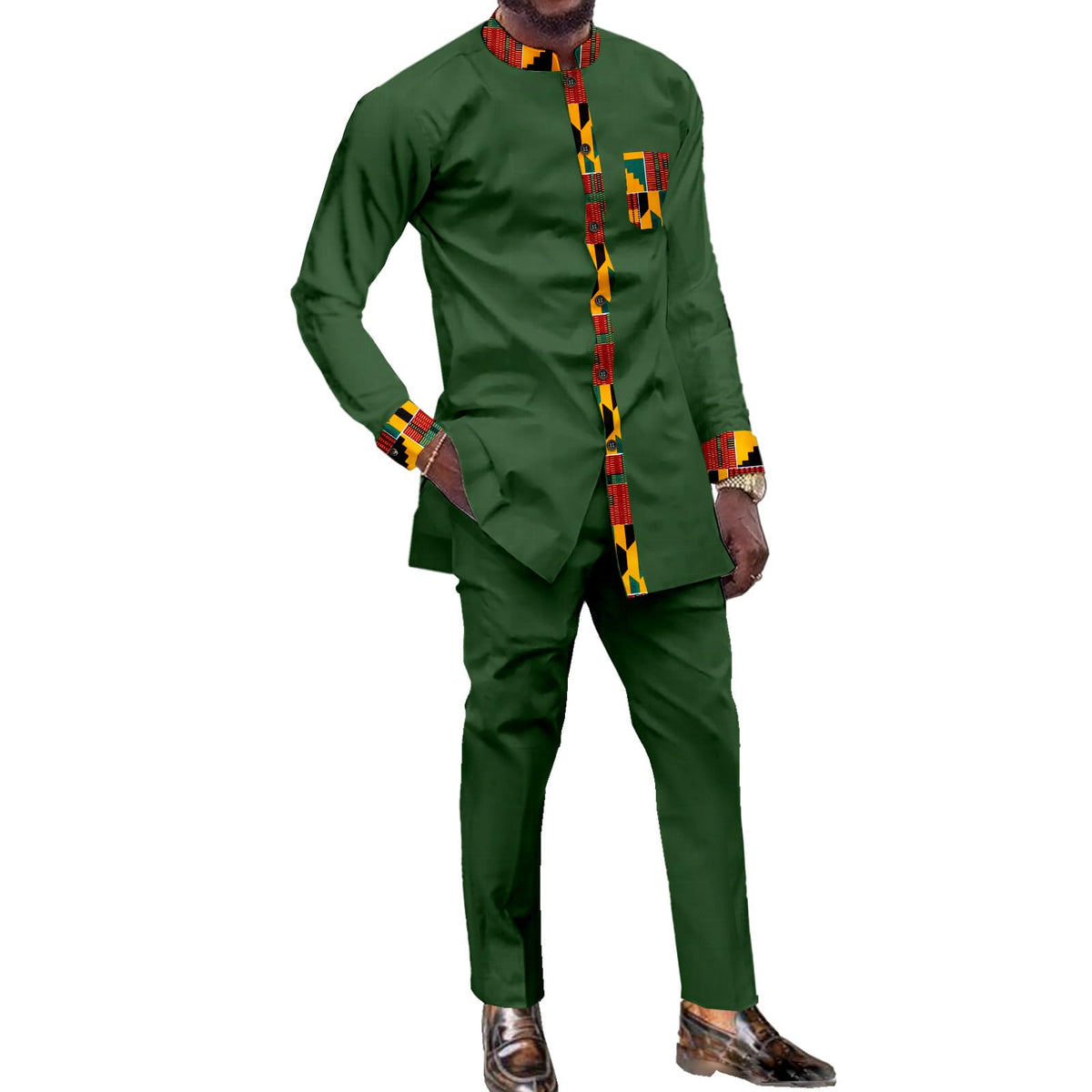 African Dashiki Suit for Men Traditional 2 Piece Clothing