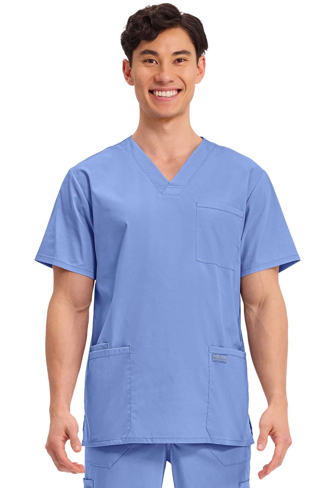 Cherokee WW Professionals Men's V-Neck Scrub Top 4 Pockets Medical Shirt