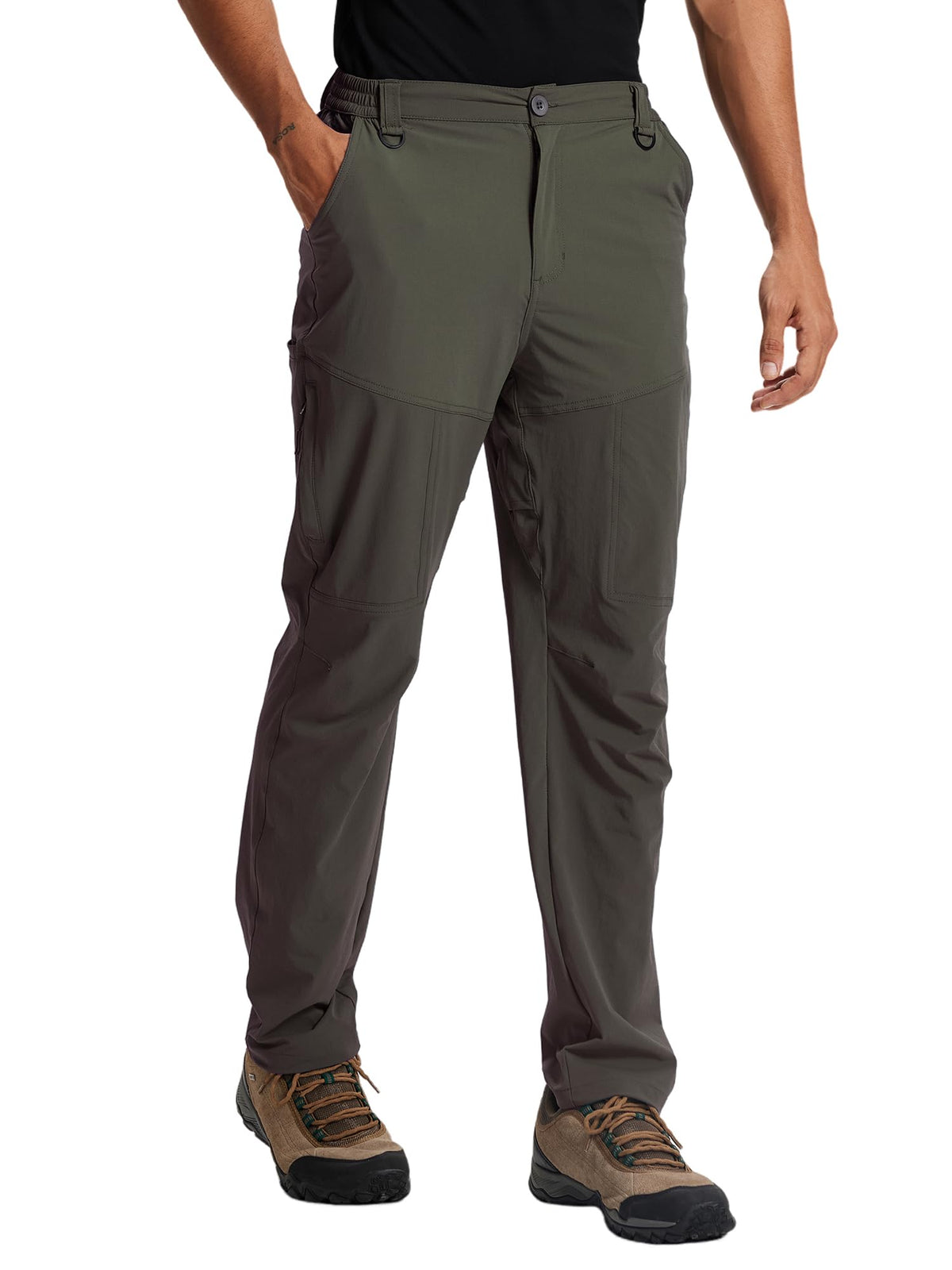 Mens Hiking Cargo Work Nylon Pants - Water & Wear Resistant Breathable Lightweight Stretch Quick Dry - EDC with 6 Pocket