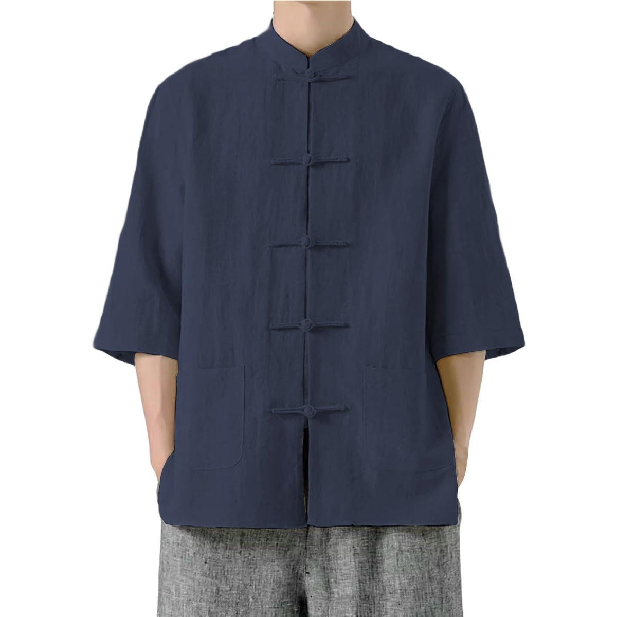 Men's Shirt Tang Suit Shirt Long Sleeve Traditional Kung Fu Uniform Chinese Frog Buttons Lightweight Jacket Summer
