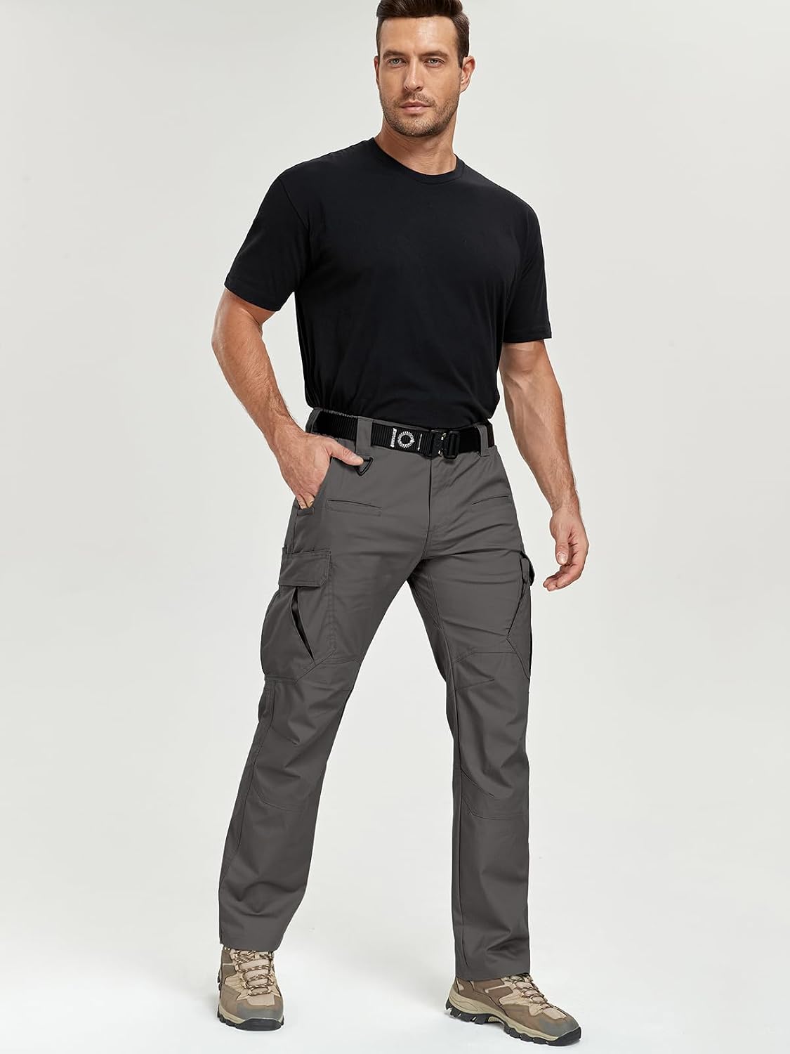 CARWORNIC Men's Stretch Cargo Work Pants Flex Ripstop Water Resistant Utility Tactical Hiking Pants with 12 Pockets