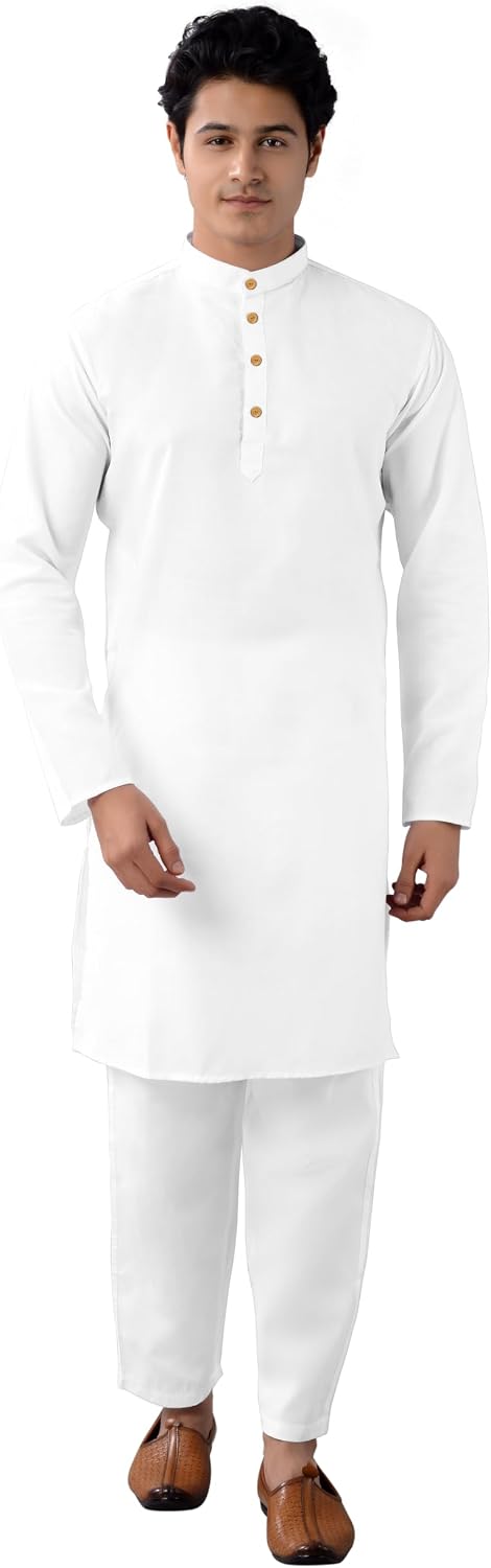 Chandrakala Men's Tunic Cotton Kurta Pajama Set Indian Casual Yoga Dress (MK101)