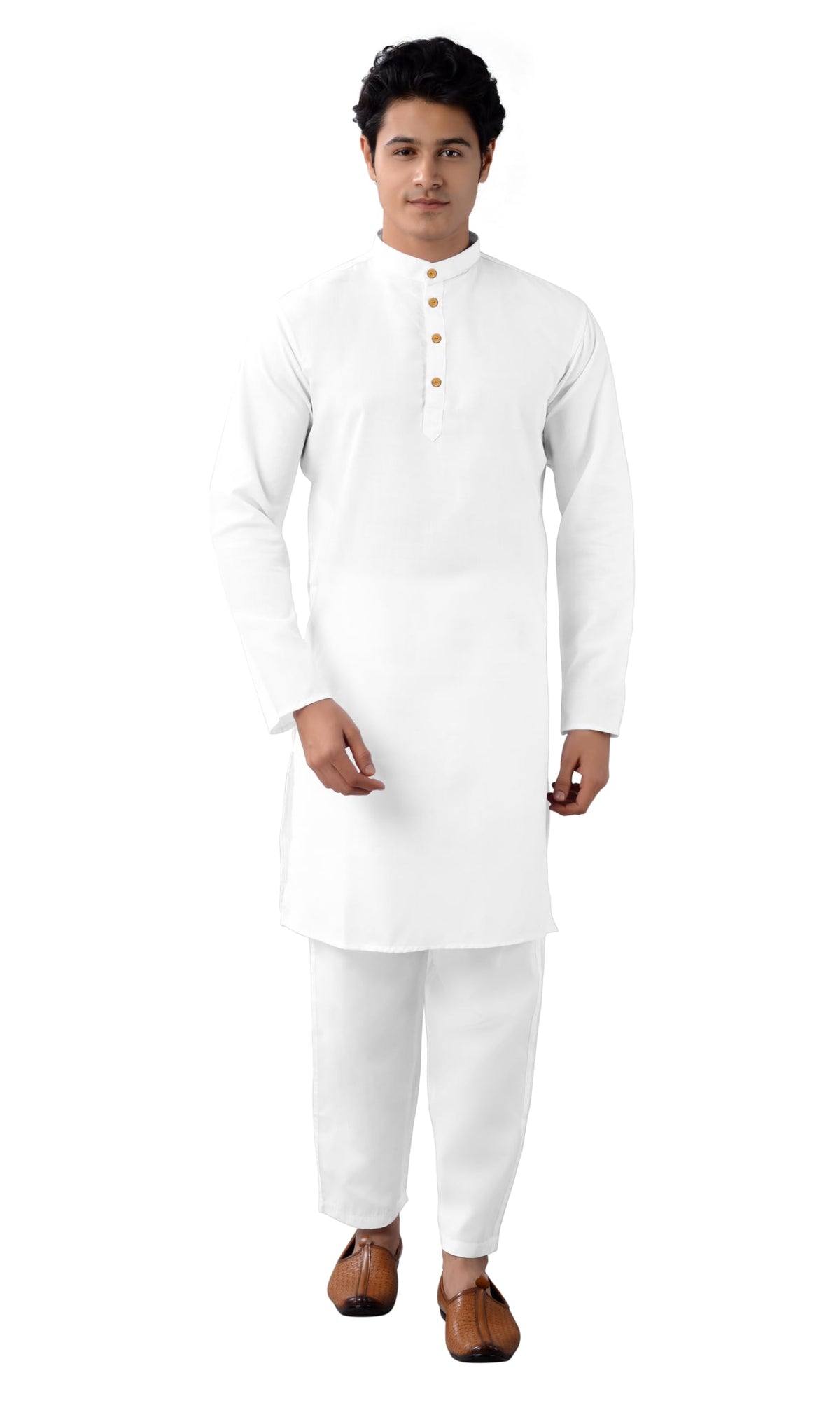 Chandrakala Men's Tunic Cotton Kurta Pajama Set Indian Casual Yoga Dress (MK101)