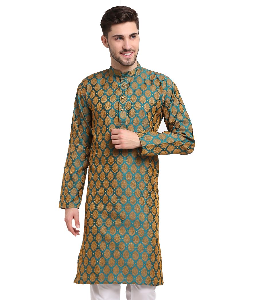 Maple Clothing Poly Silk Kurta Pajama for Men Indian Wedding Party Outfit Guest Wear