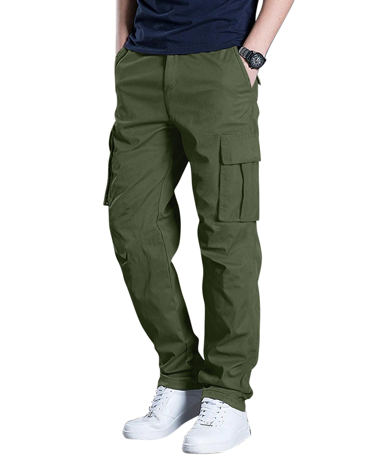 Men's Cargo Pants Stretch Sweatpants Elastic Drawstring Casual Pants