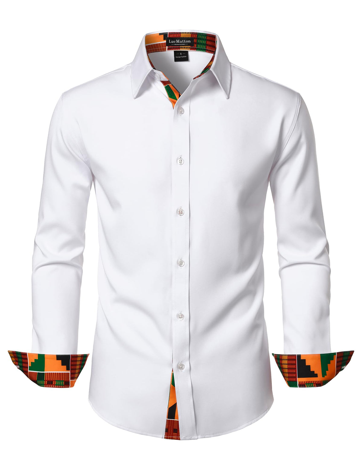 LucMatton Men's African Long Sleeve Button Down Dress Shirt
