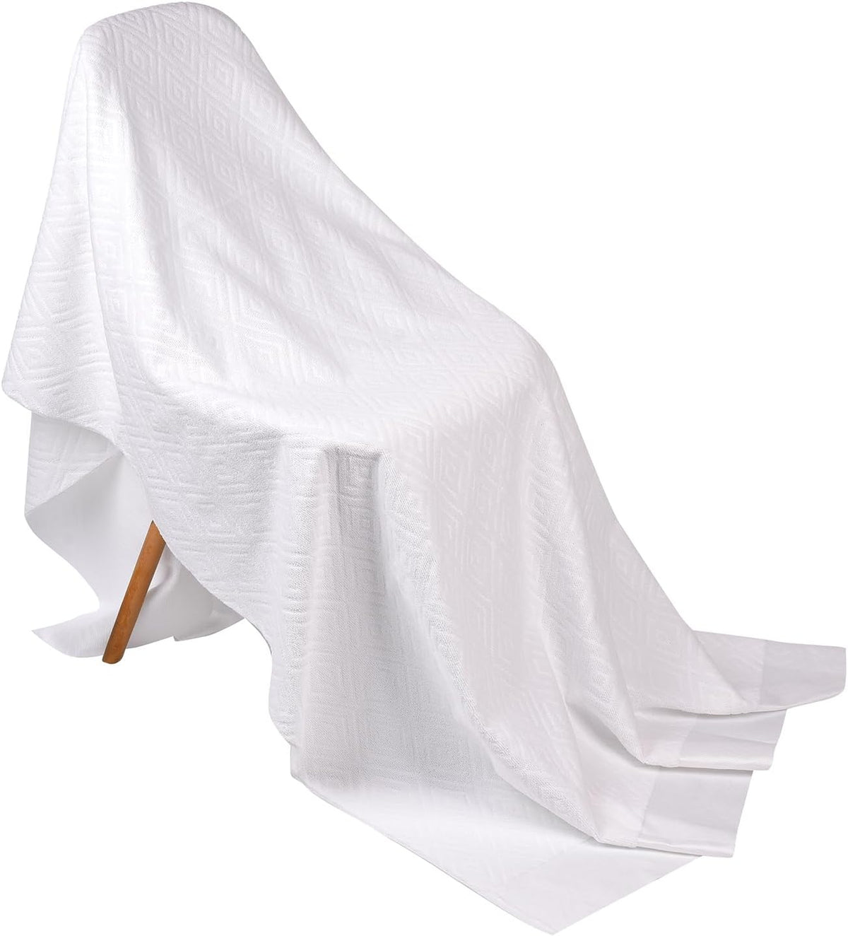 DIAOJIA® Muslim Men's Prayer Shawl,Pilgrimage Towel White Traditional Arabic Hajj Shawl, Polyester Terry Cloth Material, 110x210 cm, 2-Piece Set with Storage Bag (White)