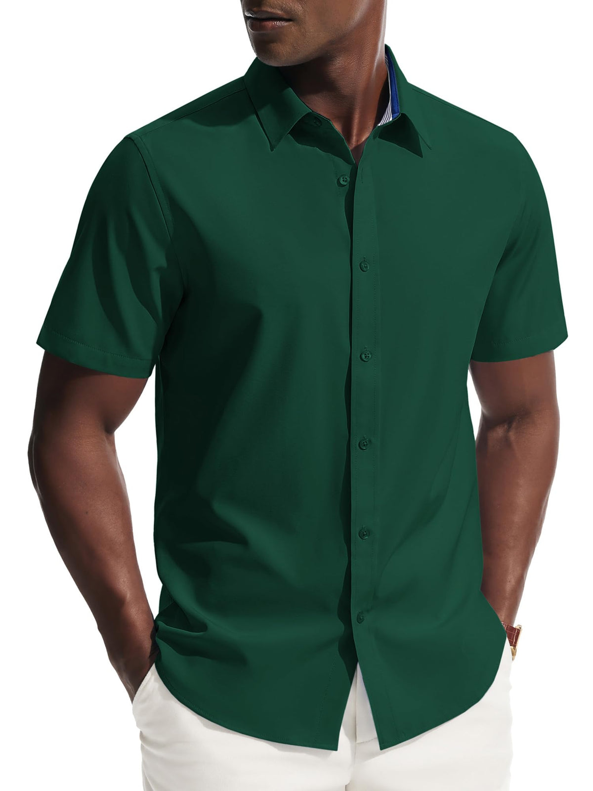 PJ PAUL JONES Mens Short Sleeve Dress Shirts Wrinkle Free Button Down Shirt